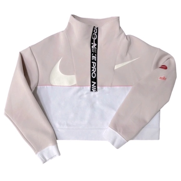 Nike Pro Get Fit Icon Clash Cropped Half-Zip Pullover, Size Medium - Picture 6 of 9